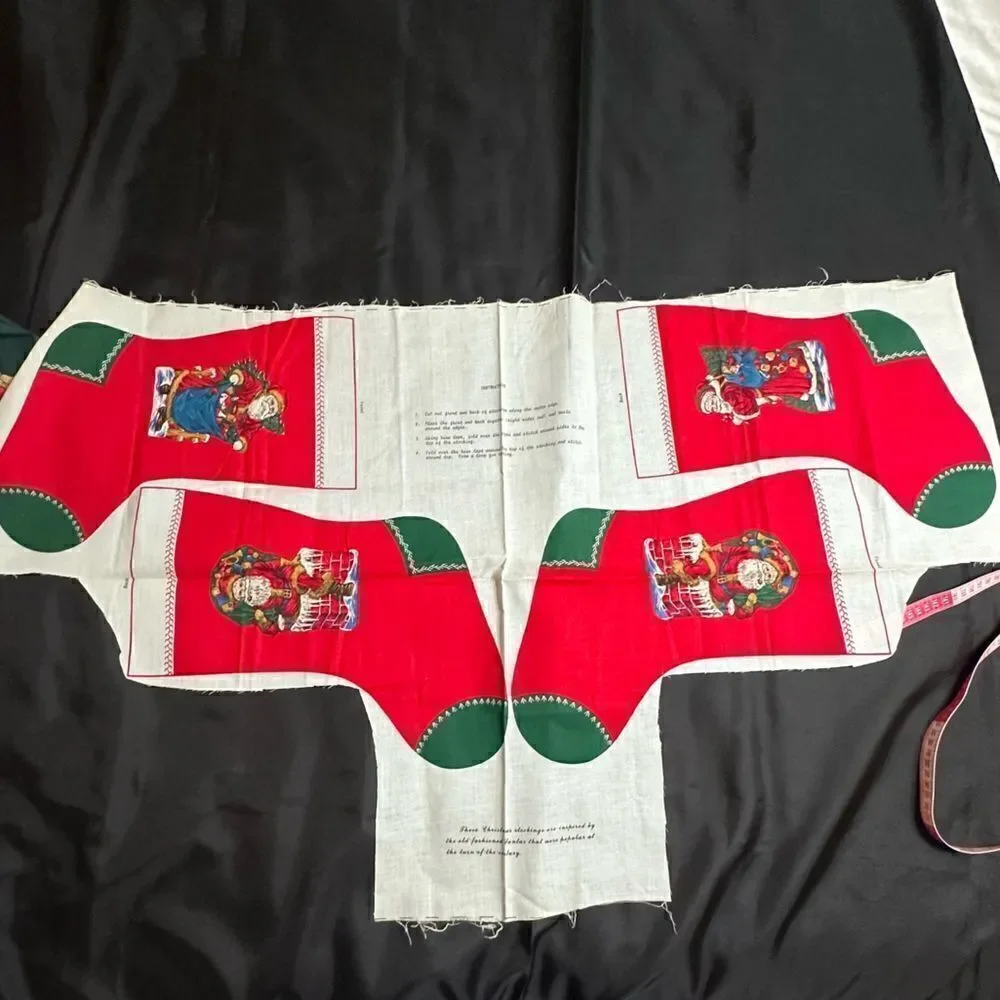 Vintage Lot Cut and Sew Festive Crafts - Wreath, Santa’s Stockings and Apron